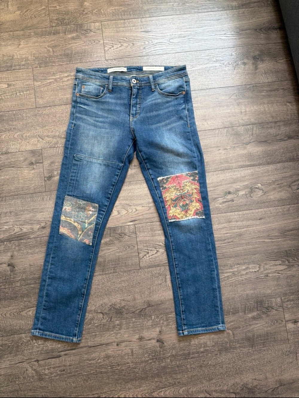 Anthropologie slim boyfriend patchwork jeans